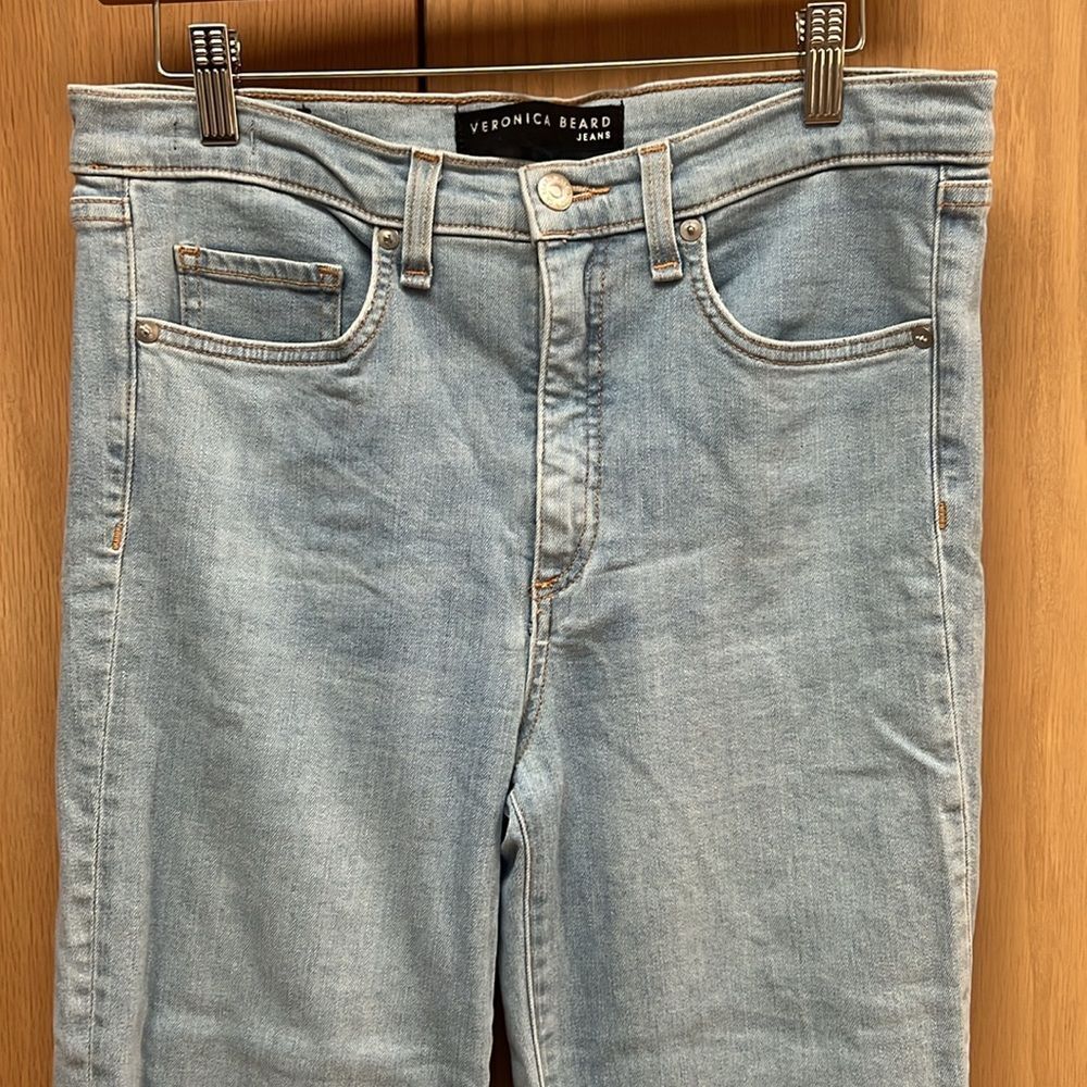 Veronica Beard Jackie In Sky W/Fray Straight Leg Jeans Size 31 EUC - Picture 5 of 8
